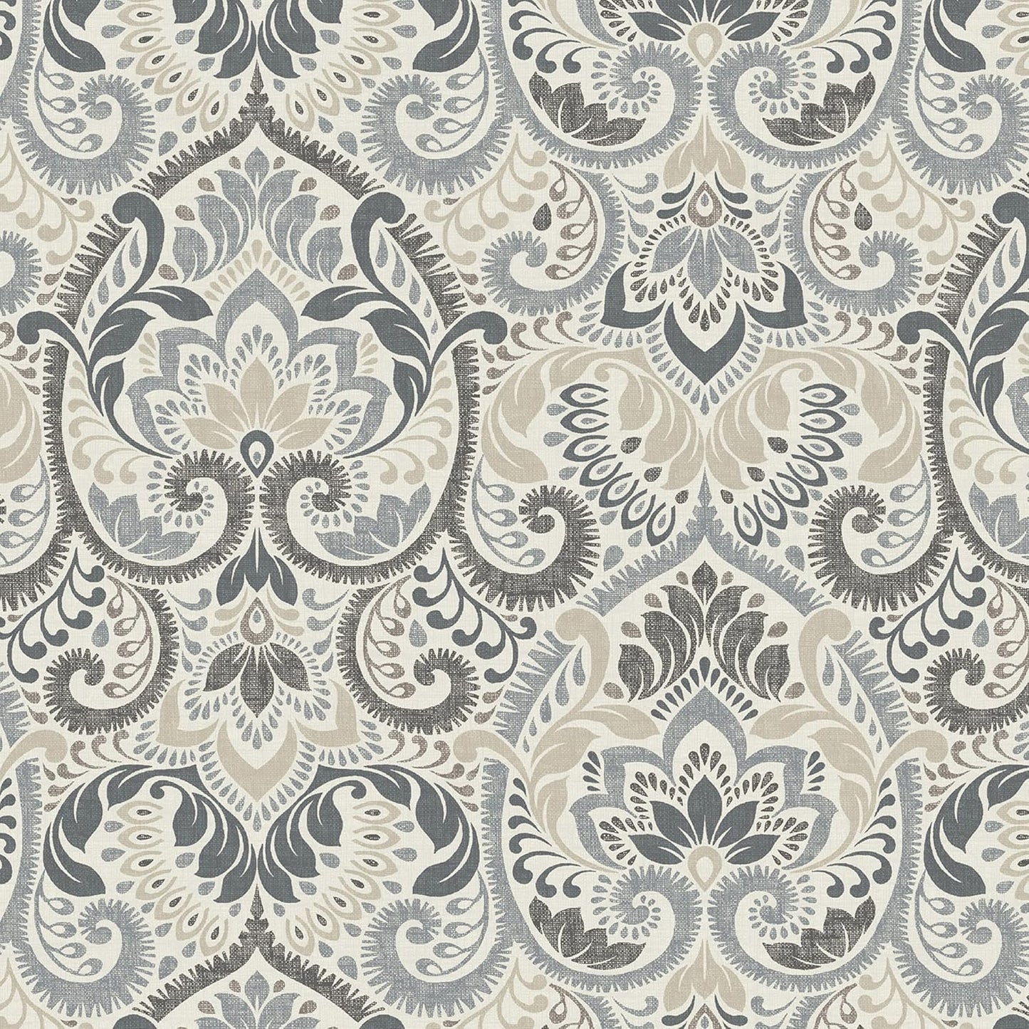 Arden Seat Cushion, 21 x 21, Rain-Proof, Fade Resistant, Cushion for Patio Dining, Adirondack, and Outdoor Chairs Neutral Aurora Damask