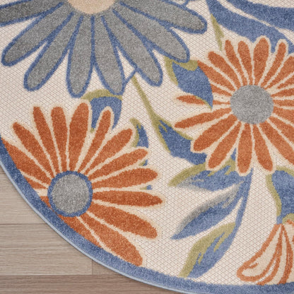 Nourison Home Aloha Beige Multicolor 7'10" x Round Area Rug - Easy Cleaning, Non Shedding, Bed Room, Living Room, Dining Room, Kitchen (8' x Round)