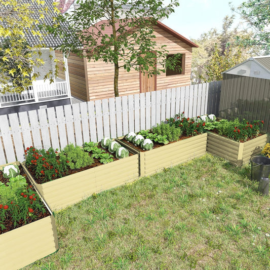 8x4x2 ft Outdoor Raised Garden Bed, Large Metal Planter Raised Beds, Planters for Outdoor Plants for Vegetables, Flowers, Herbs, Fruits, and Succulents.(2 Pcs,Yellow)