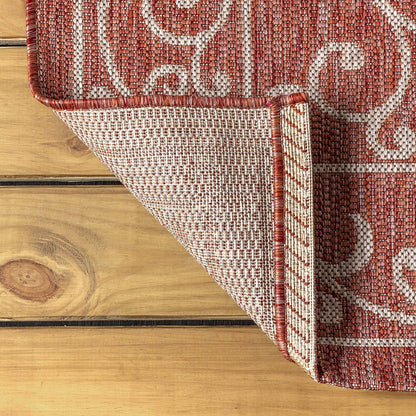 JONATHAN Y SMB106B-3 Charleston Vintage Filigree Textured Weave Indoor/Outdoor Red/Beige 3 ft. x 5 ft. Area Rug, Classic,Easy Cleaning,HighTraffic,LivingRoom,Backyard, Non Shedding