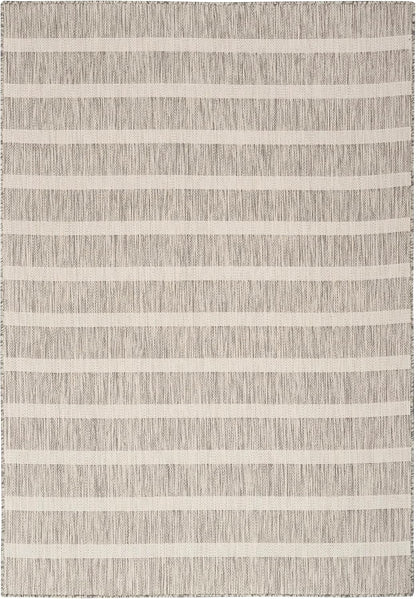 Nourison Home Positano Indoor/Outdoor Grey Ivory 5' x 7' Area Rug, Easy Cleaning, Non Shedding, Bed Room, Living Room, Dining Room, Deck, Backyard, Patio (5x7)