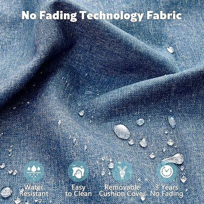 2 Pack Wicker Patio Furniture Chairs,Outdoor Rattan Chairs with Armrest Support 250 lb,Blue