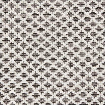 Nourison Courtyard Indoor/Outdoor Ivory Charcoal 3' x 5' Area Rug, Geometric, Easy Cleaning, Non Shedding, Bed Room, Living Room, Dining Room, Deck, Patio, Backyard (3x5)
