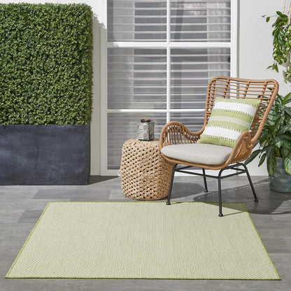 Nourison Home Courtyard Indoor/Outdoor Ivory Green 5' x Square Area Rug, Easy Cleaning, Non Shedding, Bed Room, Living Room, Dining Room, Backyard, Deck, Patio (5 Square)