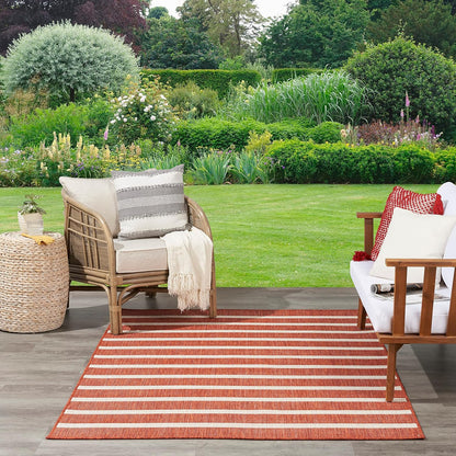 Nourison Home Positano Indoor/Outdoor Terracotta 4' x 6' Area Rug, Easy Cleaning, Non Shedding, Bed Room, Living Room, Dining Room, Deck, Backyard, Patio (4x6)