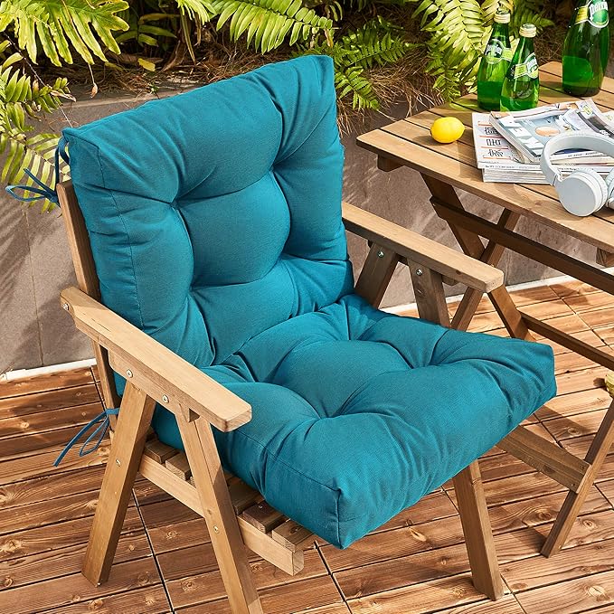 ARTPLAN All Weather Chair Outdoor Cushions Wicker Tufted Pillow with Back for Outdoor Furniture