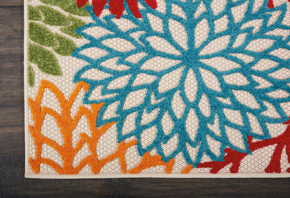 Nourison Aloha Indoor/Outdoor Green 2'3'' x 10' Area--Rug, Tropical, Botanical, Easy--Cleaning, Non Shedding, Bed Room, Living Room, Dining Room, Deck, Backyard, Patio (2x10)