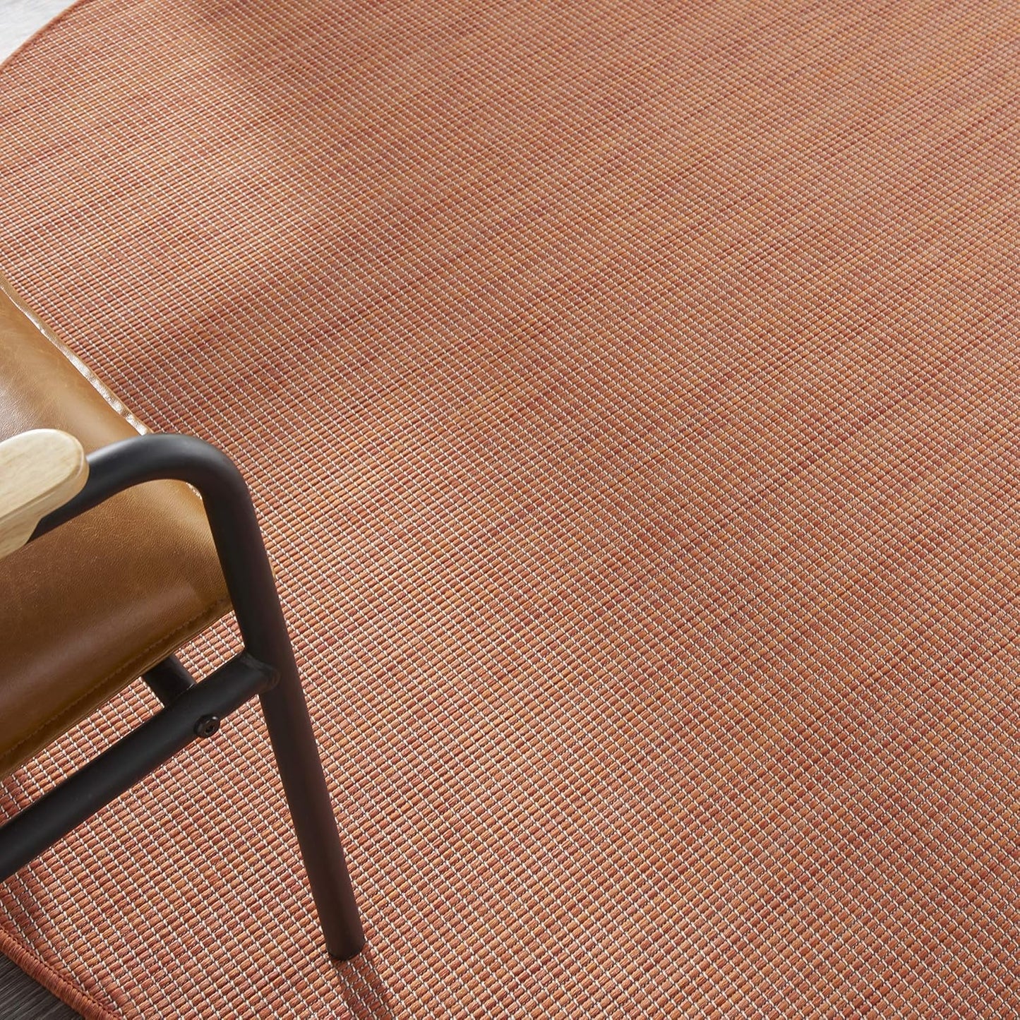 Nourison Positano Indoor/Outdoor Terracotta 6' x Round Area Rug, Easy Cleaning, Non Shedding, Bed Room, Living Room, Dining Room, Backyard, Deck, Patio (6 Round)