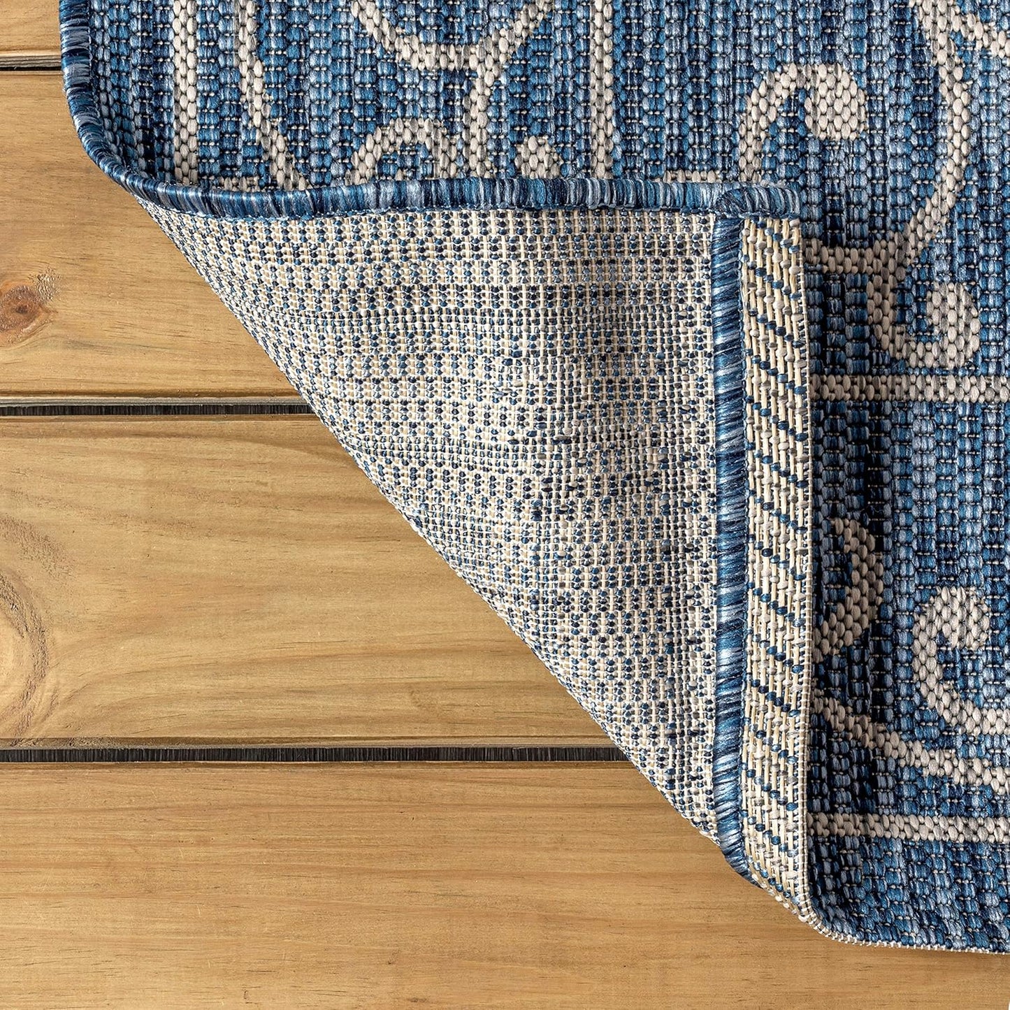 JONATHAN Y SMB106D-4SQ Charleston Vintage Filigree Textured Weave Navy/Gray 4' Square Indoor/Outdoor Area Rug, Pet Friendly, Non-Shedding, Stain Resistant, Easy-Cleaning for Backyard, Patio, Porch