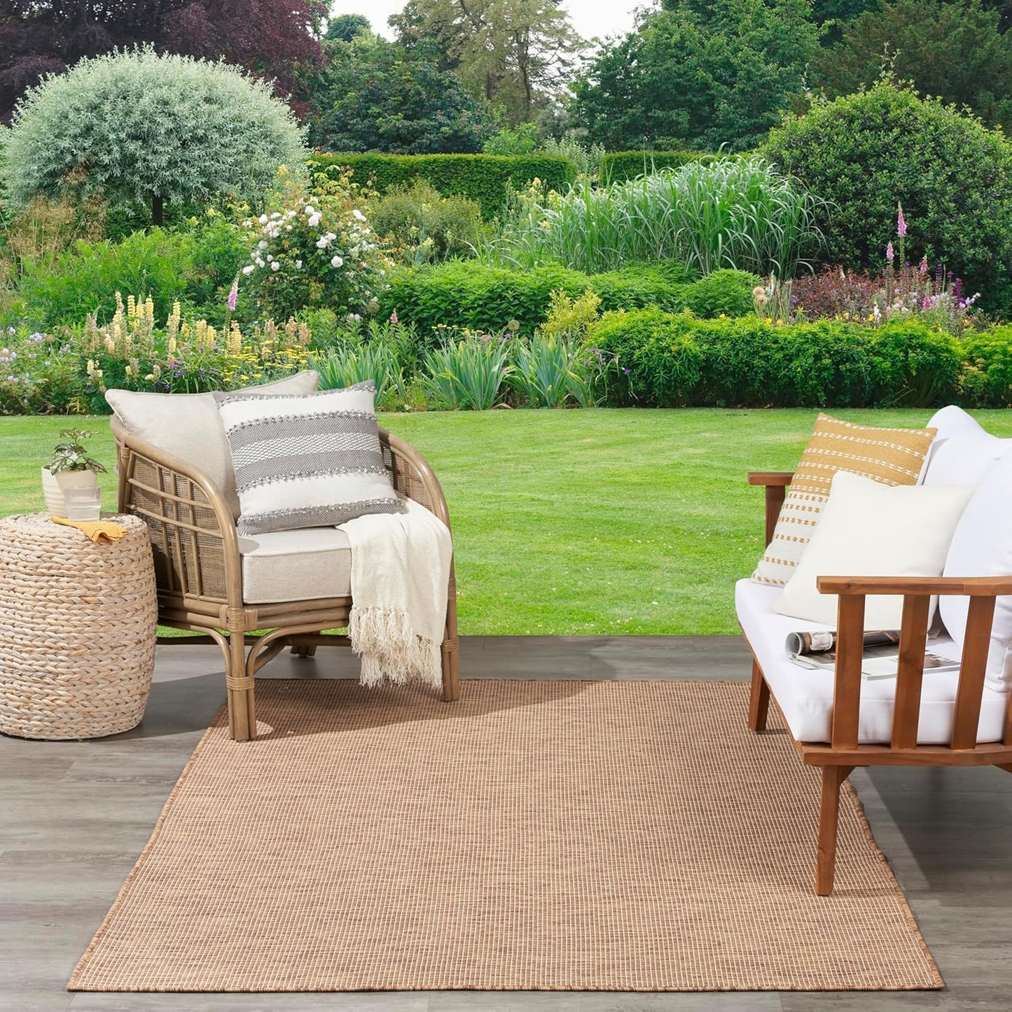 Nourison Home Positano Indoor/Outdoor Jute 9' x 12' Area Rug, Easy Cleaning, Non Shedding, Bed Room, Living Room, Dining Room, Backyard, Deck, Patio (9x12)