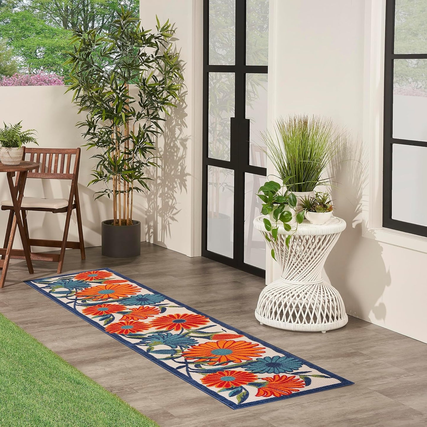 Nourison Home Aloha Outdoor Multicolor 2'3" x 8' Area Rug, Easy Cleaning, Non Shedding, Bed Room, Living Room, Dining Room, Deck, Backyard, Patio (2x8)