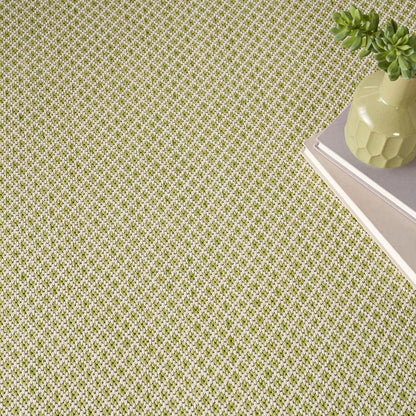 Nourison Home Courtyard Indoor/Outdoor Ivory Green 8' x Round Area Rug, Easy Cleaning, Non Shedding, Bed Room, Living Room, Dining Room, Backyard, Deck, Patio (8 Round)