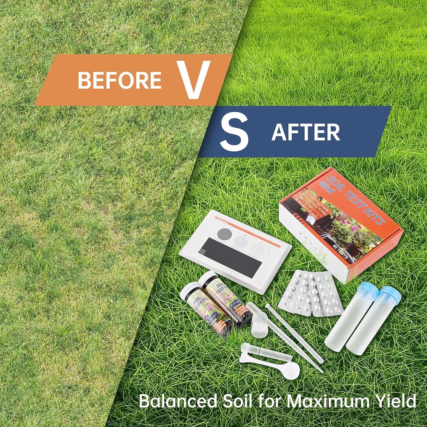 AAwipes Soil Test Kit 4-in-1 for pH, Nitrogen, Phosphorus & Potassium - 40 Soil Testing Kits Upgraded Accurate Nutrient Tester for Garden, Yard, Lawn & Plant Care with Sampling Accessories (J04-40)