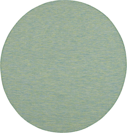 Nourison Positano Indoor/Outdoor Blue/Green 6' x Round Area Rug, Easy Cleaning, Non Shedding, Bed Room, Living Room, Dining Room, Backyard, Deck, Patio (6 Round)