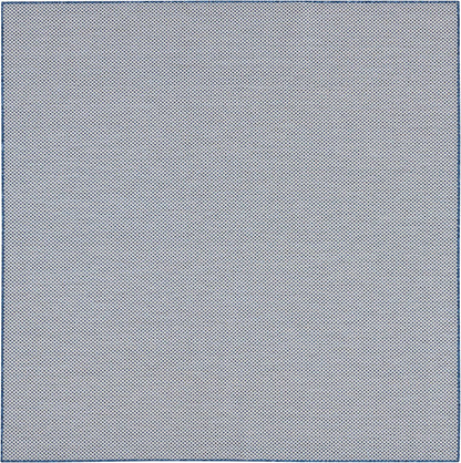 Nourison Home Courtyard Indoor/Outdoor Ivory Blue 8' x Square Area Rug, Easy Cleaning, Non Shedding, Bed Room, Living Room, Dining Room, Backyard, Deck, Patio (8 Square)