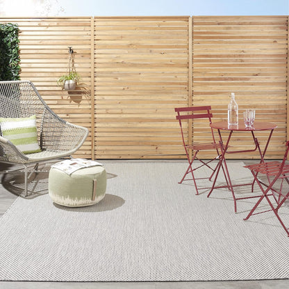 Nourison Home Courtyard Indoor/Outdoor Ivory Charcoal 7' x 10' Area Rug, Geometric, Easy Cleaning, Non Shedding, Bed Room, Living Room, Dining Room, Deck, Patio, Backyard (7x10)