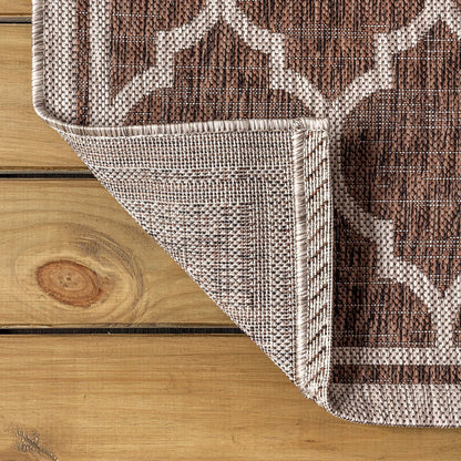 Eyely BMS109B-6 Santa Monica Trebol Moroccan Trellis Textured Weave, Pet Friendly, Non-Shedding, Stain Resistant, Easy-Cleaning, Espresso/Taupe, 6 ft. x 9 ft., Indoor/Outdoor, Area Rug