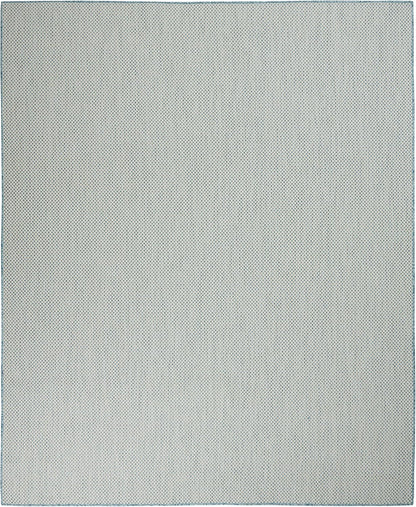 Nourison Courtyard Indoor/Outdoor Ivory Aqua 8' x 10' Area Rug, Geometric, Easy Cleaning, Non Shedding, Bed Room, Living Room, Dining Room, Deck, Patio, Backyard (8x10)