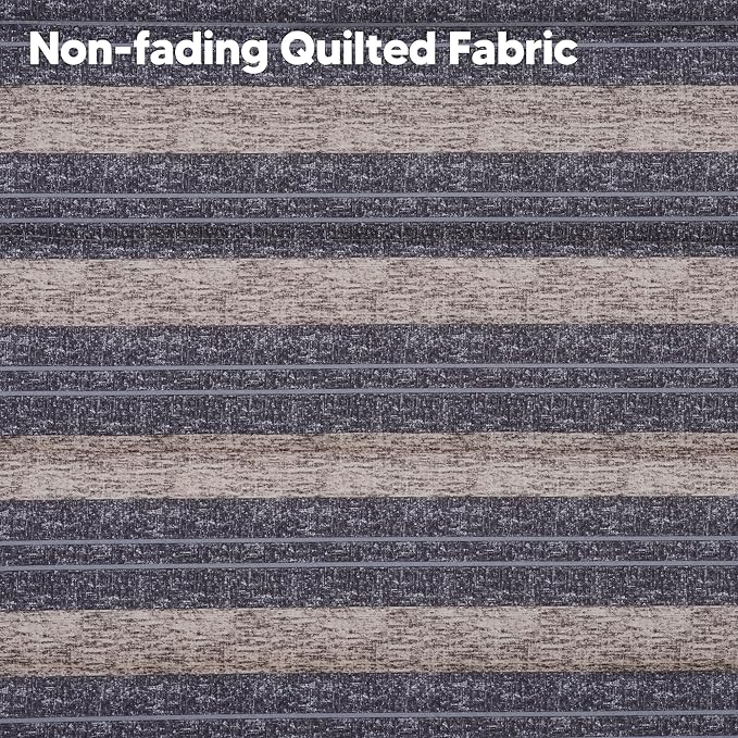 SUNCREAT Double Quilted Hammock with Hardwood Spreader Bar, Extra Large Soft Pillow, Heavy Duty 2 Person Hammock for Indoor, Outdoor, Gray Stripes