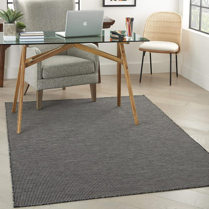 Nourison Positano Indoor-Outdoor Charcoal 4' x 6' Area Rug, Easy Cleaning, Non Shedding, Bed Room, Living Room, Dining Room, Backyard, Deck, Patio (4x6)