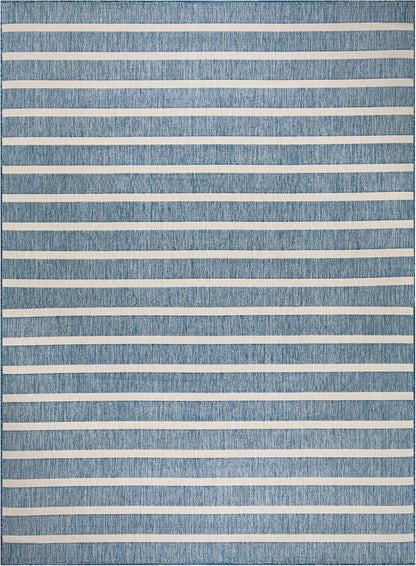 Nourison Home Positano Indoor/Outdoor Navy Ivory 8' x 10' Area Rug, Easy Cleaning, Non Shedding, Bed Room, Living Room, Dining Room, Backyard, Deck, Patio (8x10)