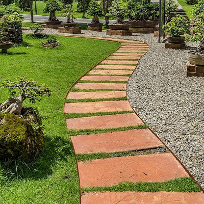 Worth Garden 10-Pack Corten Steel Landscape Lawn Edging - 5in H. (2.5" Above Ground + 2.5" Spikes) Rust Patina Bendable Metal Strips - Hammer-in Border w/ 11 Clips - Yard Pathway Divider (33Ft Total)