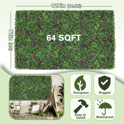 Greenery Grass Wall Boxwood Plant Roll: 72"x128"(64 SQFT with UV Resistant Green Leaves Faux for Interior Panel, Greenery Backdrop,Garden and Indoor Outdoor Wall&Fence Covering Privacy