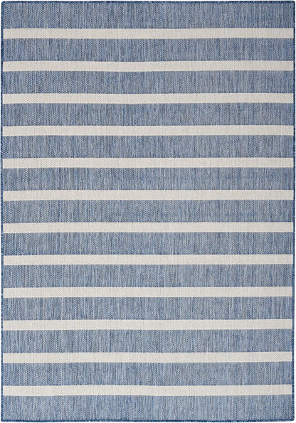 Nourison Home Positano Indoor/Outdoor Navy Ivory 5' x 7' Area Rug, Easy Cleaning, Non Shedding, Bed Room, Living Room, Dining Room, Deck, Backyard, Patio (5x7)
