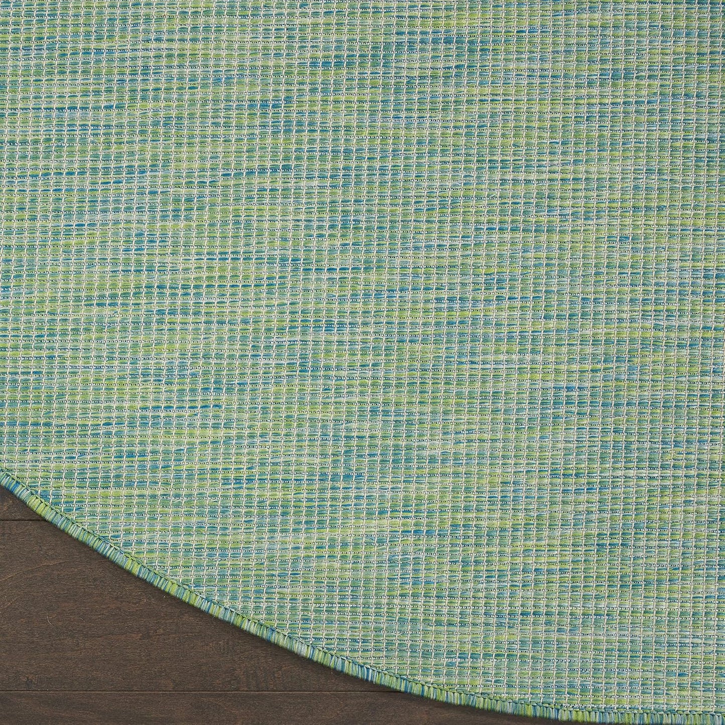 Nourison Positano Indoor/Outdoor Blue/Green 6' x Round Area Rug, Easy Cleaning, Non Shedding, Bed Room, Living Room, Dining Room, Backyard, Deck, Patio (6 Round)